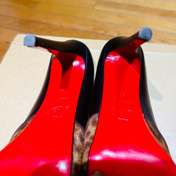 Christian Louboutin Black Leather Pony Hair GoldToe Maggie Pumps size 37 US6 1/2 - Picture 9 of 10